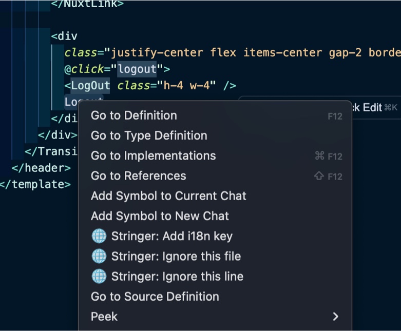 Right-click menu options
